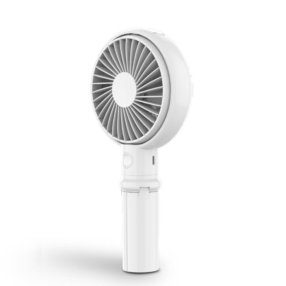 (White) 2 In 1 USB Handheld Desktop Fan 40 Rotatable 3 Modes Wind Speed Frame Phone Holder Cooling Fan from