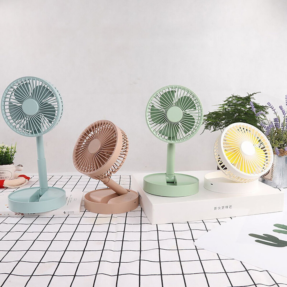 (White) Handheld Phone Clip LED Fan Mini Folding 180 Rotation 2 Modes Fill Light 3 Speed Wind Fan Make-up Outdoors Camping Travel