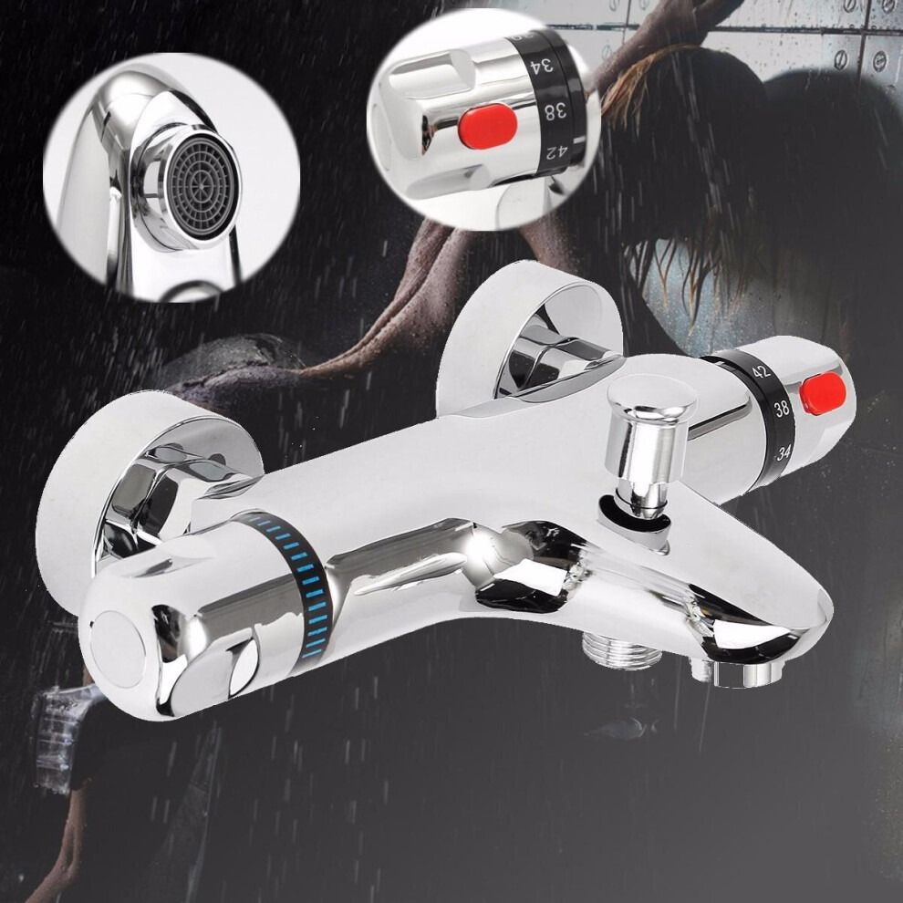 2 Handles Thermostatic Mixer Shower Control Valve Faucet Tap Wall Mounted