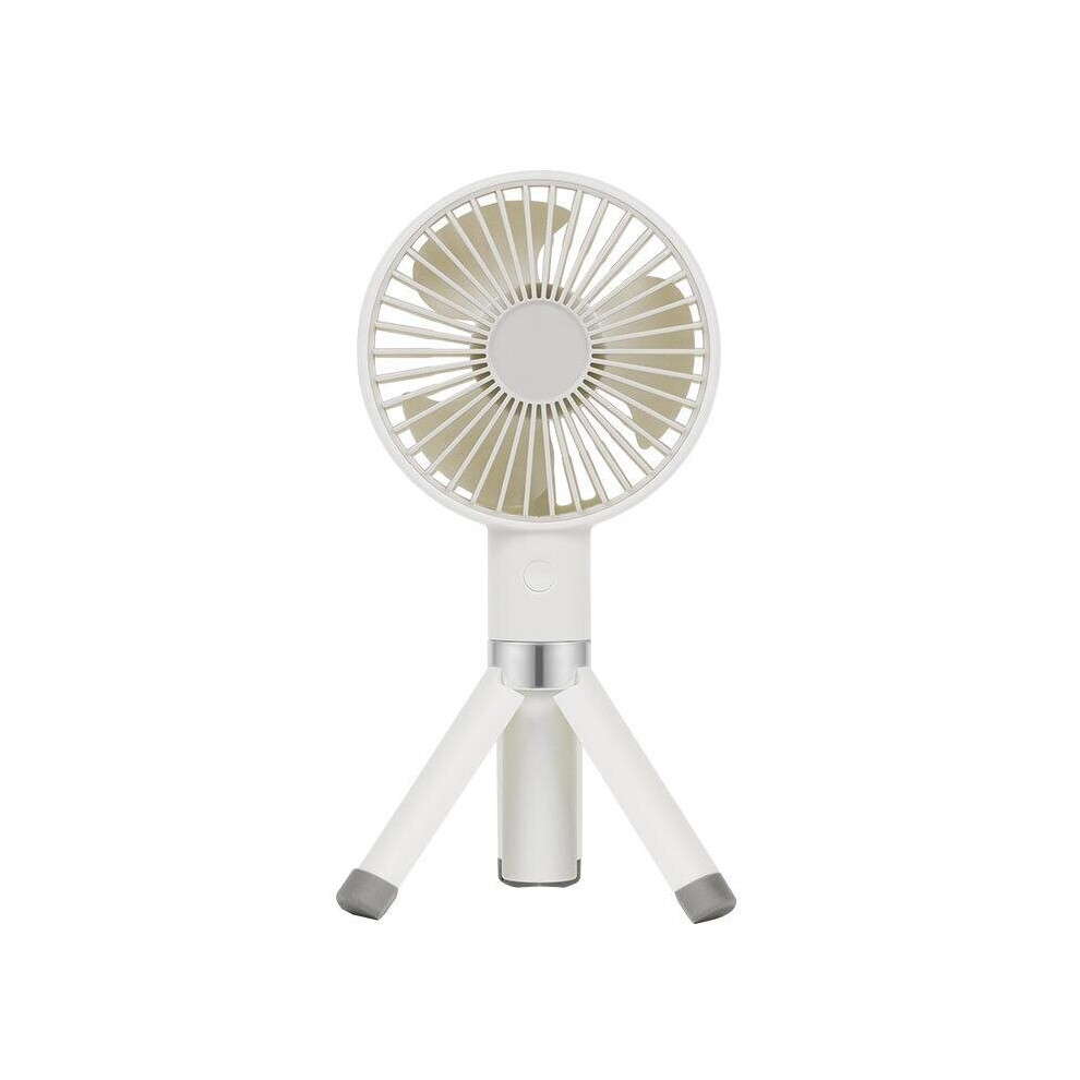 (White) Mini USB Portable Charging Desktop Fan Tripod Handheld Fan Stowable Bracket with USB Charging 2000mAh Battery Capacity