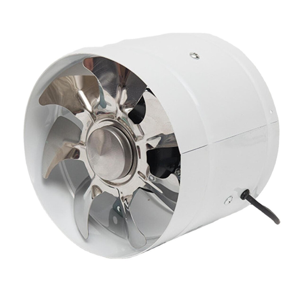 (White) 6Inch Inline Duct Fan Booster Exhaust Blower Air Cooling Vent Metal Blades