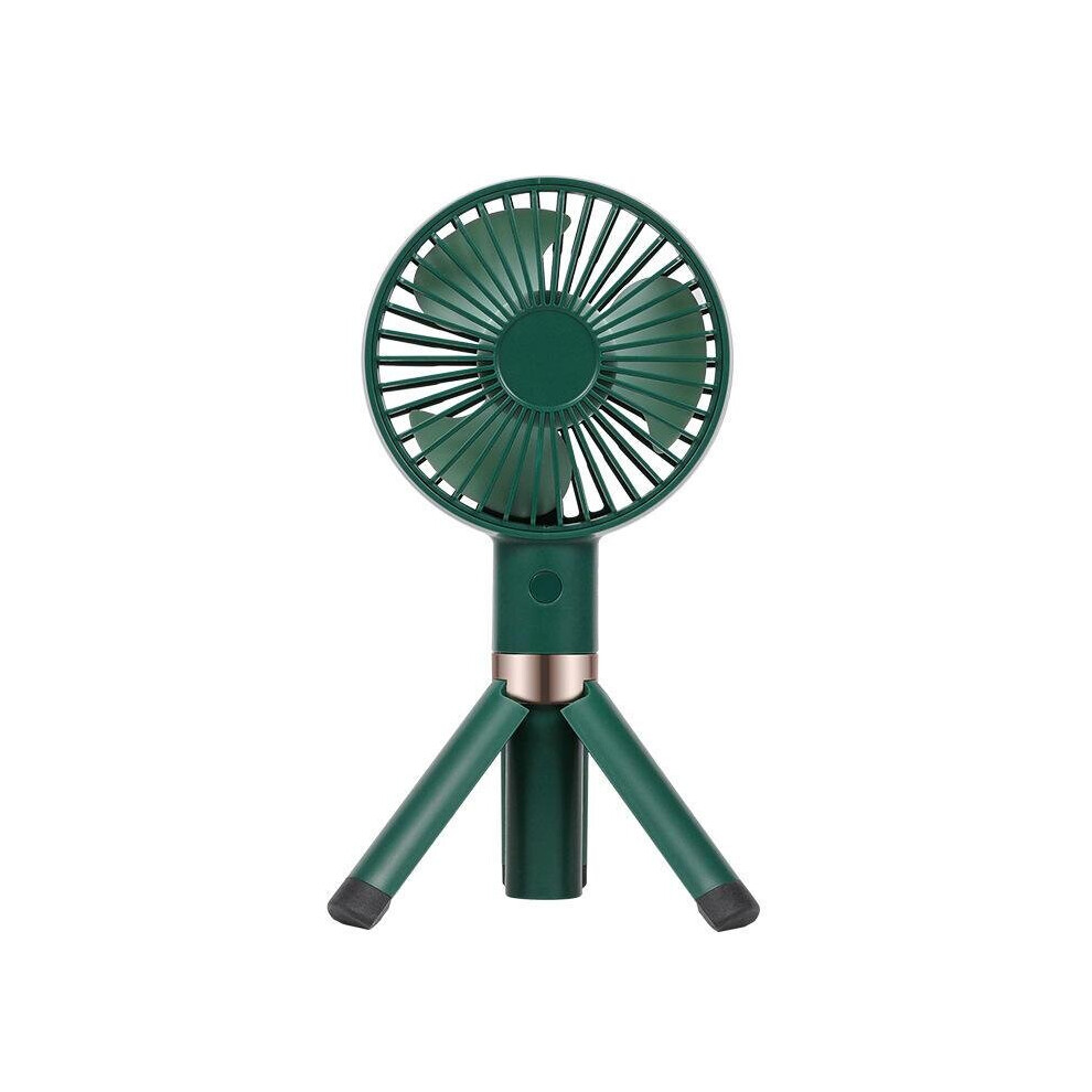 (Green) Mini USB Portable Charging Desktop Fan Tripod Handheld Fan Stowable Bracket with USB Charging 2000mAh Battery Capacity