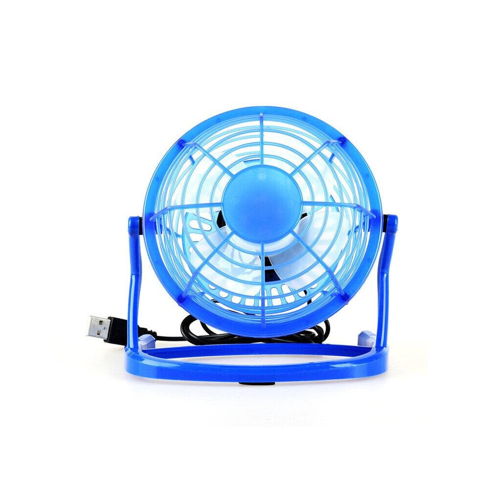 (Blue) 4 Inch Desktop Fan Car Desk Fan USB Interface Mini Fan Usb Fan PP Plastic Fan For Outdoor Home