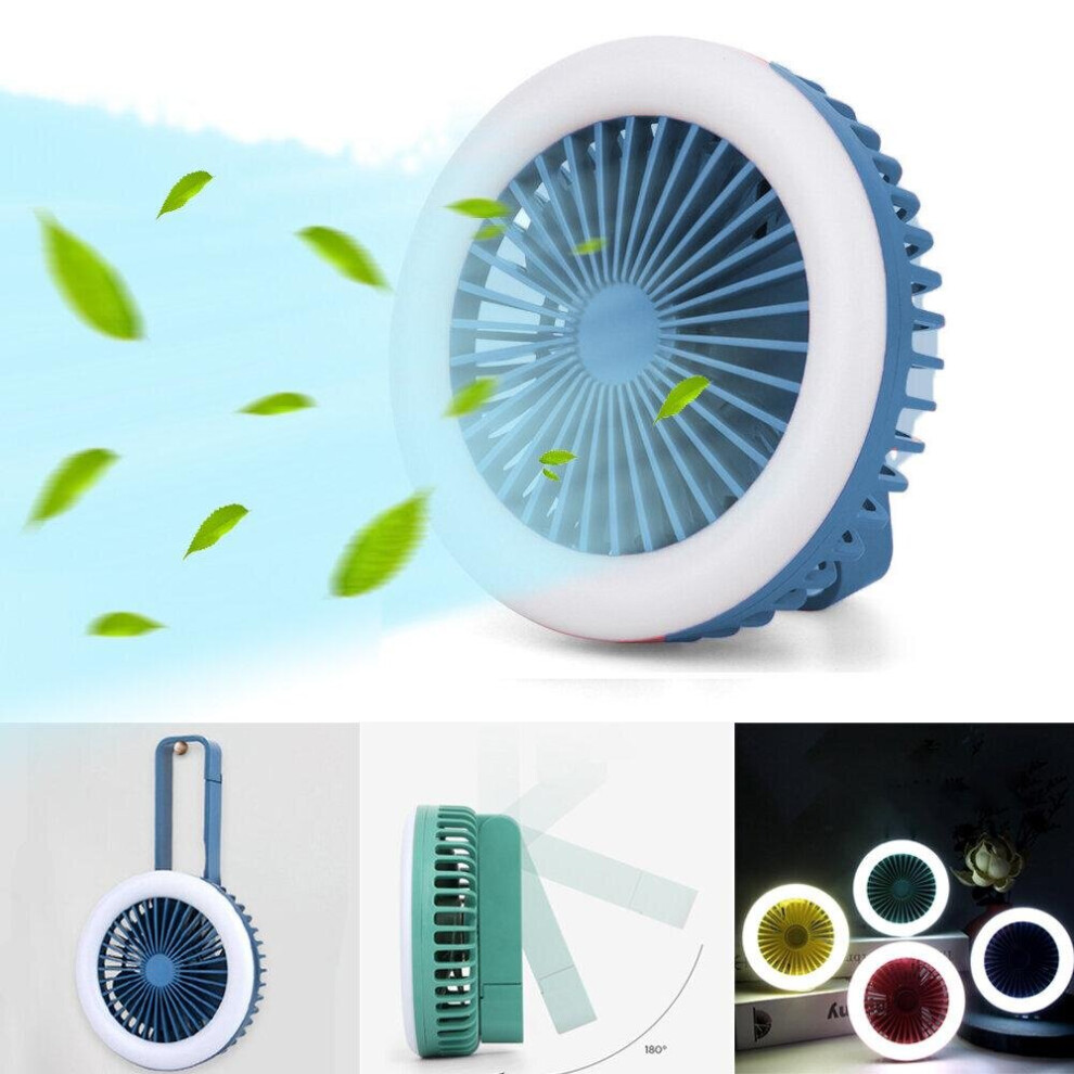 (Green) 3 In 1 Neck Hanging Fan 1200mAh USB Rechargeable 3 Modes Mini Desk Random Color Fan Handheld Fan Camping Travel