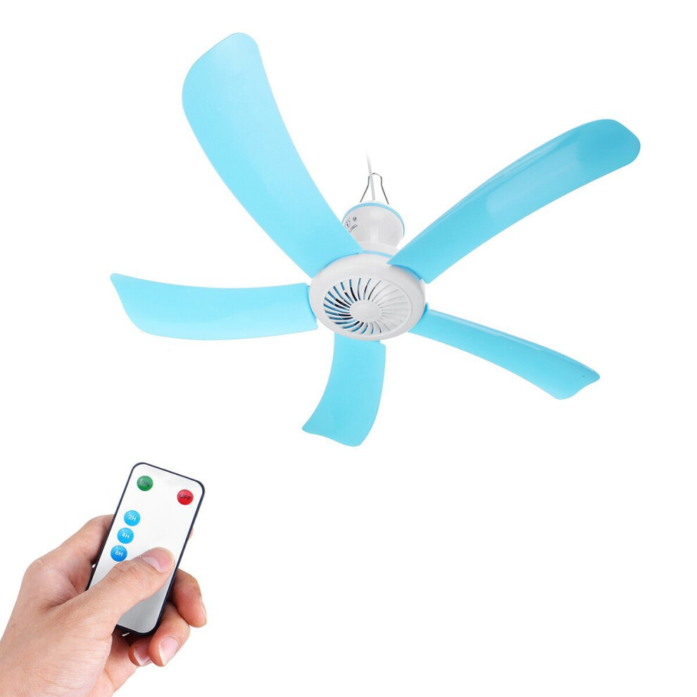 (With remote control) Portable 5 Blades Mini Ceiling Fan with Remote Control Hanging Summer Cooler Gift