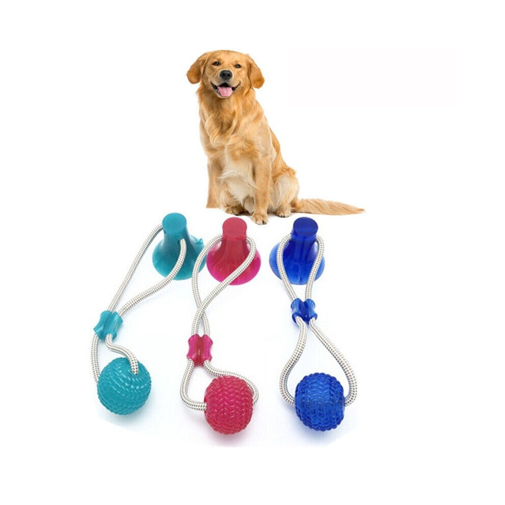 (Red) Pet Molar Bite Ball Cats Dogs Training Multifunction Pet Molar Rubber Chew Ball Cleaning Teeth Safe Elasticity Soft Puppy Suction Cup Pet Toys