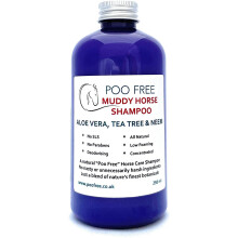 POO FREE Natural MUDDY HORSE SHAMPOO - ALOE VERA, TEA TREE & NEEM - 250ml No Sulfates, No Parabens, No Silicones. Cleans, Soothes, Relieves Itchiness,