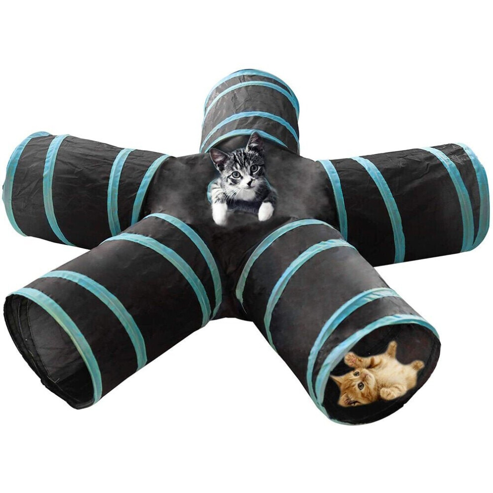 5-way Collapsible Cat Tunnel Tube Kitty Tunnel Bored Cat Pet Toys Peek Hole Toy for Cat Puppy Rabbit