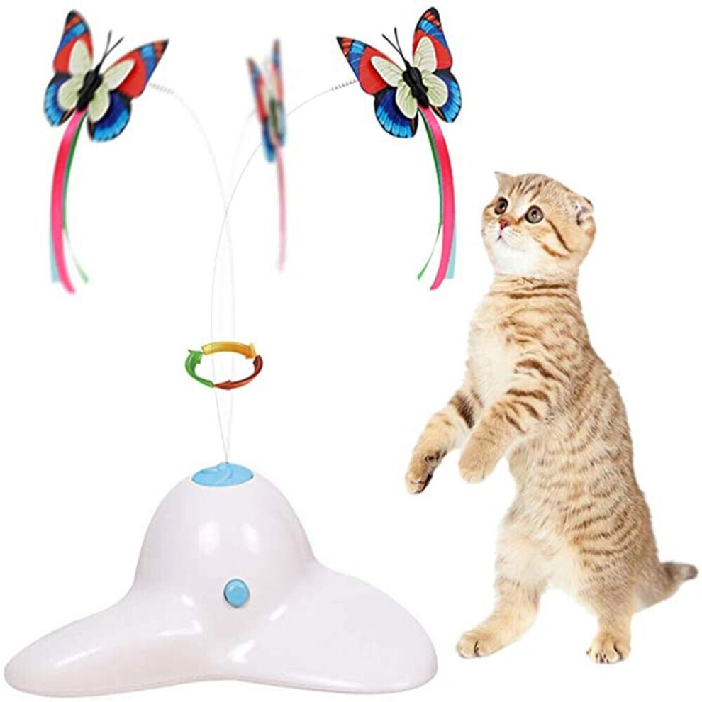 (Pink) Electric Vibrate Rotating Cat Toys Funny E*ercise Cat Toys Teaser with Butterfly Replacement for Pet Toy