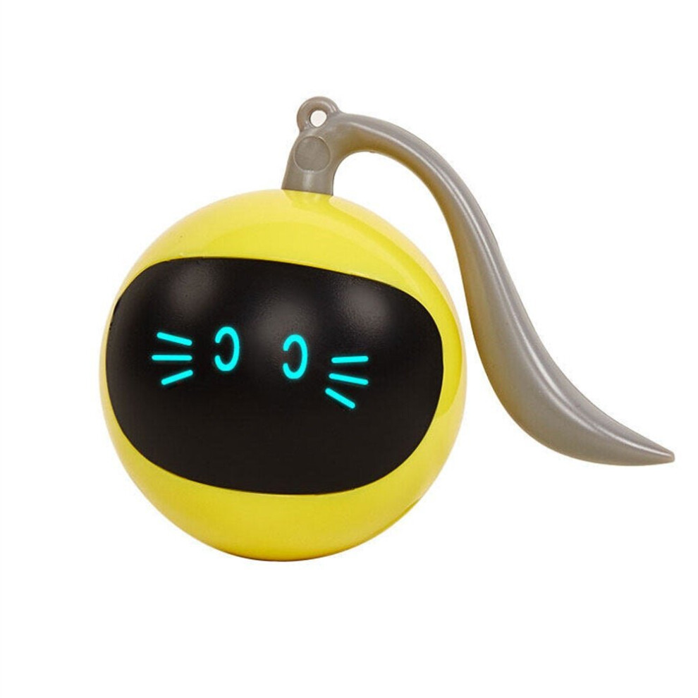 (Yellow) Cat Toys USB Charging Pet Balls 3 Minutes Standby Intelligent Escape Route Design for Cats