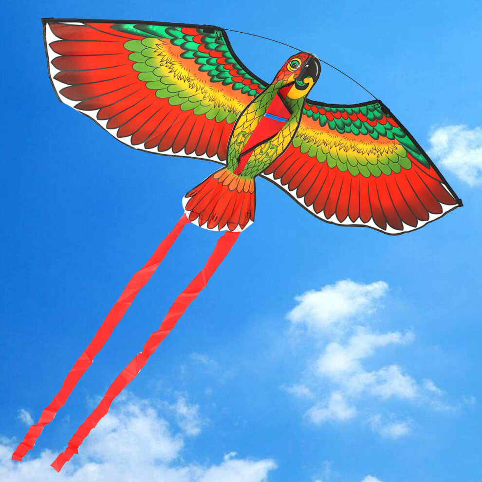 () Outdoor Beach Park Polyester Camping Flying Kite Bird Parrot Steady With String Spool For Adults Kids