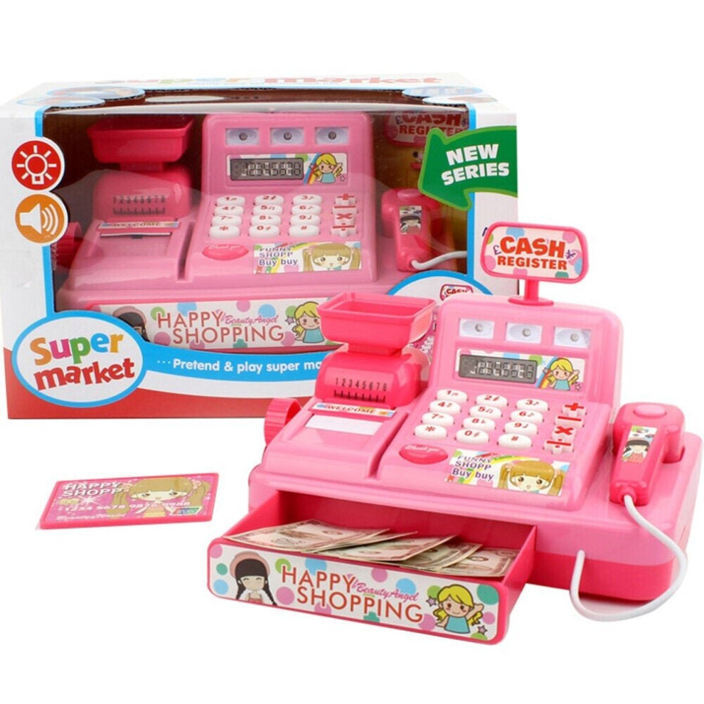 () Electric Multi-functional Simulation Cash Register Play House Game Puzzle Toy Set with Light and Music Effect for Kids Gift