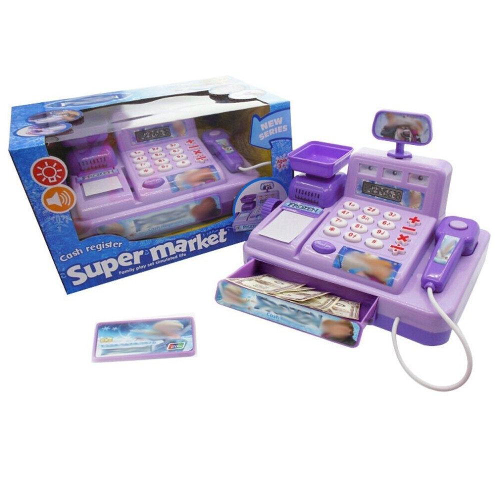 () Electric Multi-functional Simulation Cash Register Play House Game Puzzle Toy Set with Light and Music Effect for Kids Gift