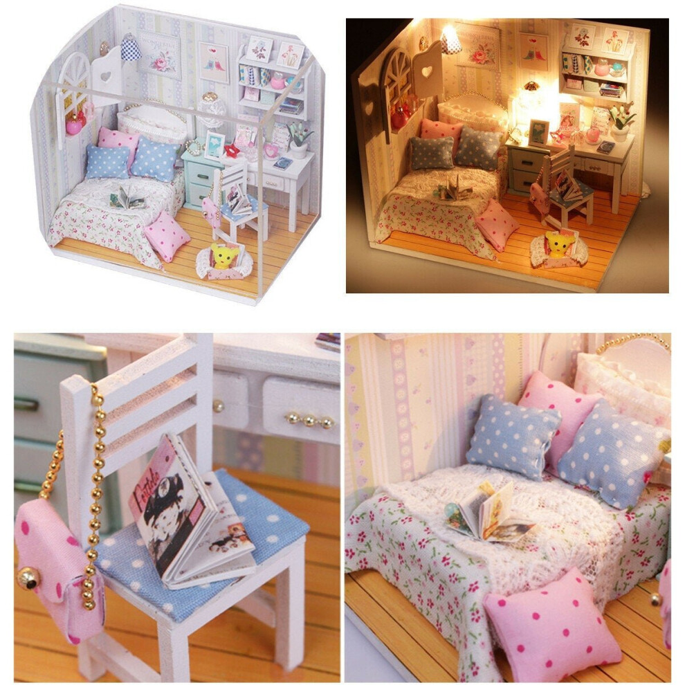 Wood Miniature With LED Furniture Cover Doll House Room