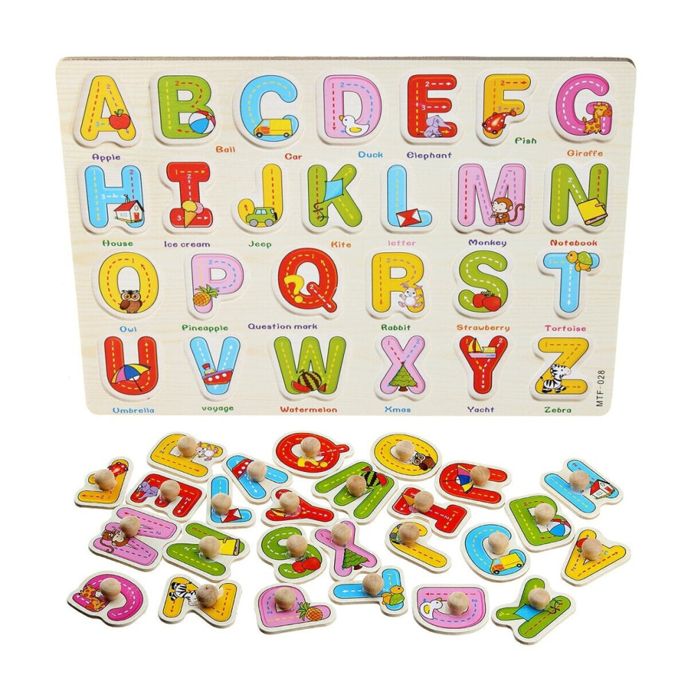 () Colorful Wooden Alphabet/Math/Number Jigsaw Puzzle Toy Intelligence Early Education Toys