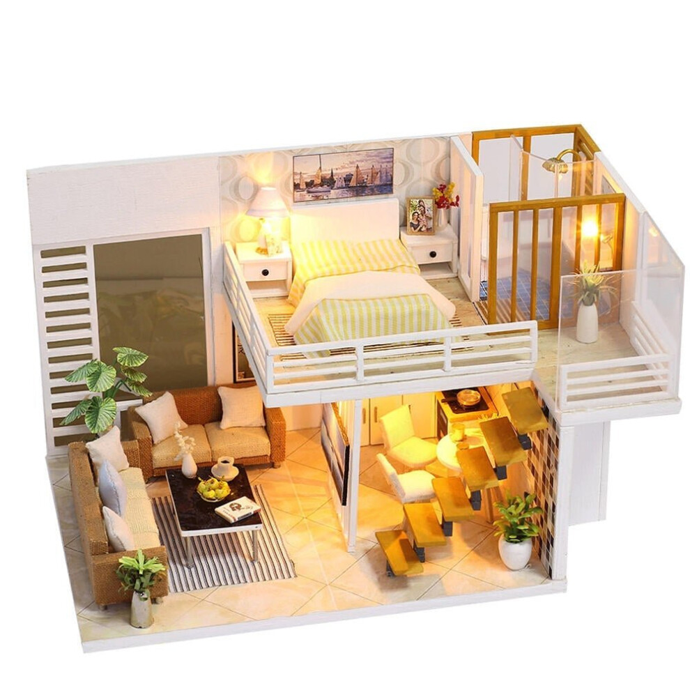 Simple And Elegan DIY Doll House With Furniture Light Cover Gift Toy