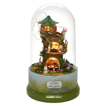 () Beautiful Cabins DIY Doll House Miniature Rotating Music Kit With Transparent Cover Musical Core Gift