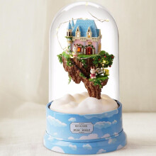 () Beautiful Cabins DIY Doll House Miniature Rotating Music Kit With Transparent Cover Musical Core Gift