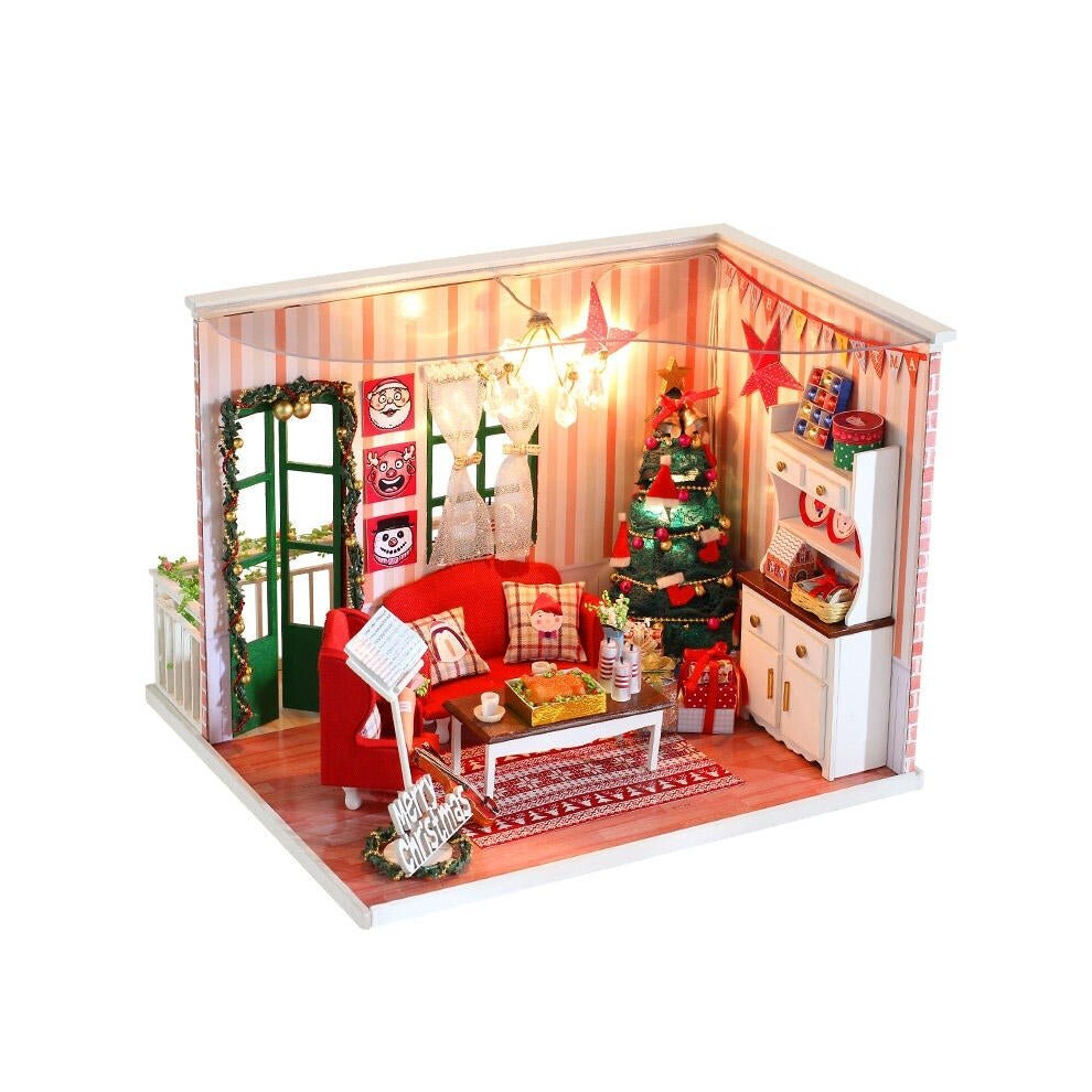 DIY Assembled Doll House Christmas Gift Toy with LED Light