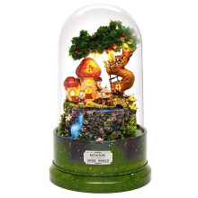 () Beautiful Cabins DIY Doll House Miniature Rotating Music Kit With Transparent Cover Musical Core Gift