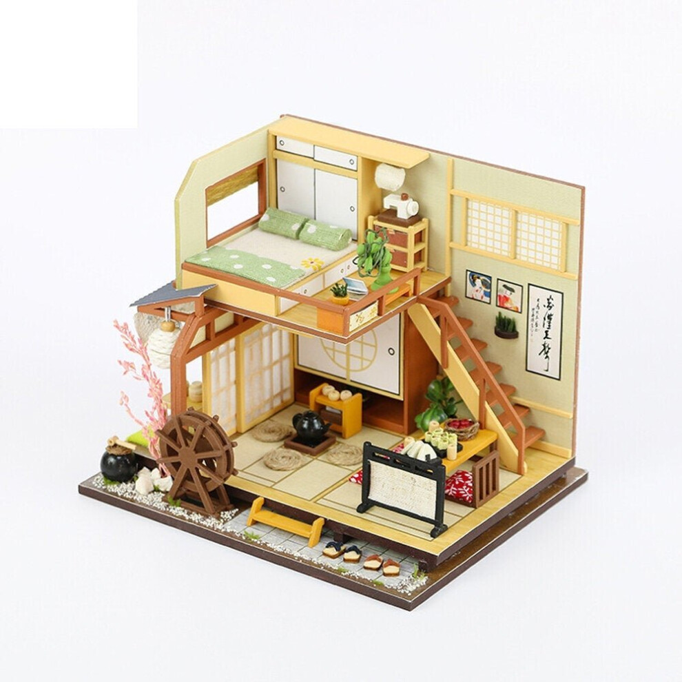 DIY Handmade Assemble Doll House Kit Miniature Furniture Kit with LED Lights for for Gift Collection House Decoration