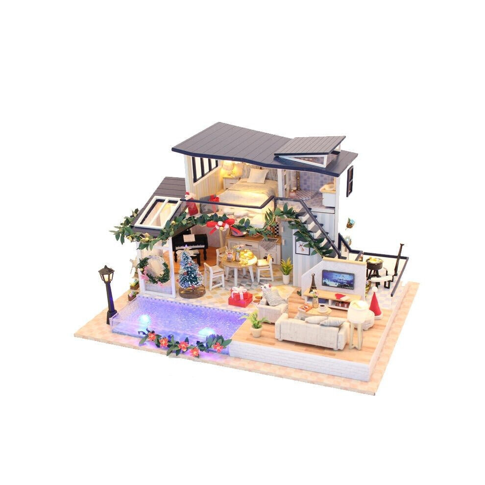 DIY Doll House Mermaid Tride Miniature Furnish 35cm With Cover Music Movement