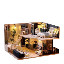 Time Space Sense Innovative Design Double-layer LOFT Assembled Doll House With Furniture