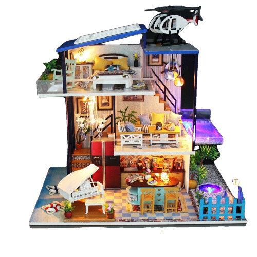 DIY Villa Miniature Doll House Model Cottage 1