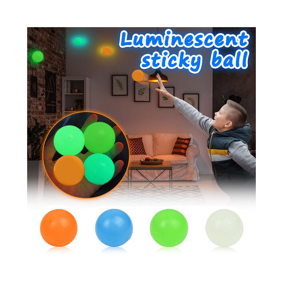 4PCS Luminous Balls High Bounce Glowing Stress Ball Sticky Wall Home Party Decoration Kids Gift Anxiety Toy Glow in the Dark