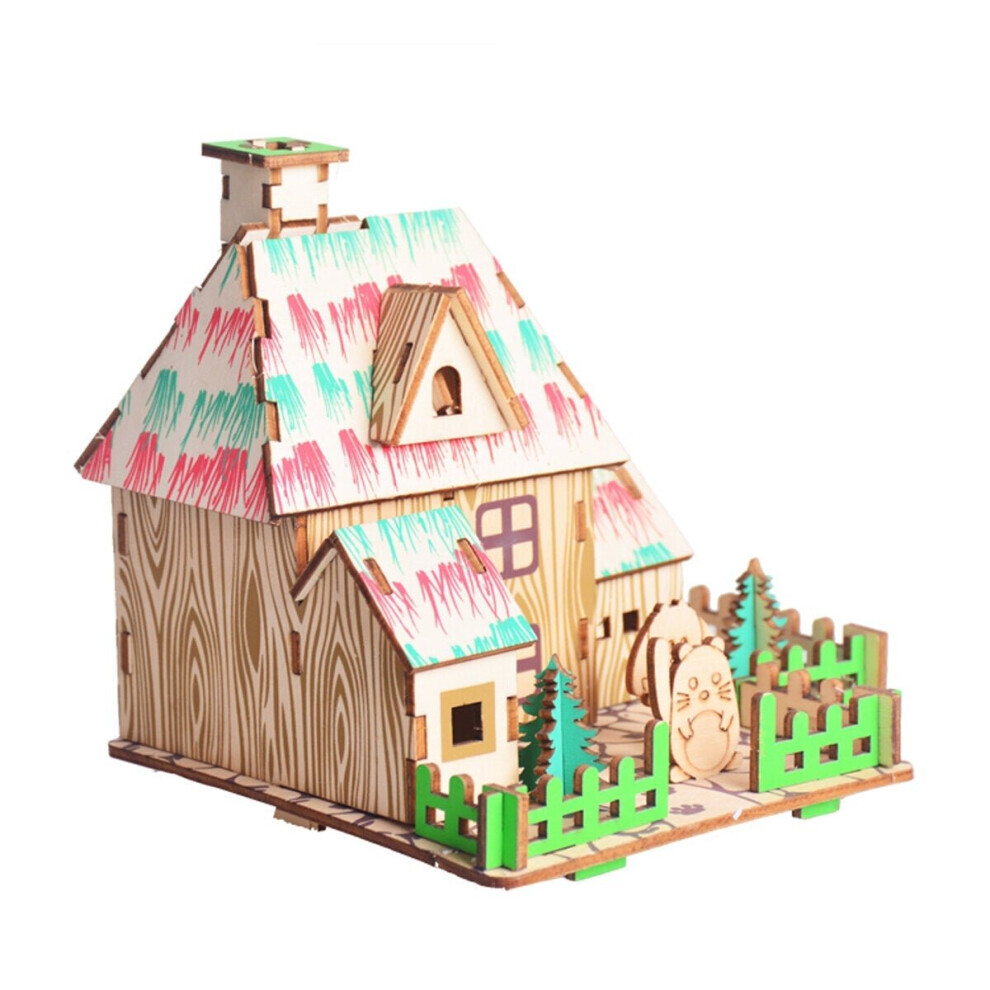 () 3D Woodcraft Assembly Doll House Kit Decoration Toy Model for Kids Gift