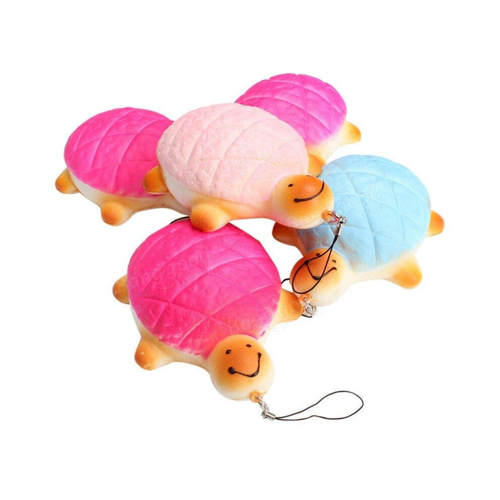 13cm Soft Kawaii Cute little Turtle Phone Bread Bun Squishy Charms With Rope Random Color