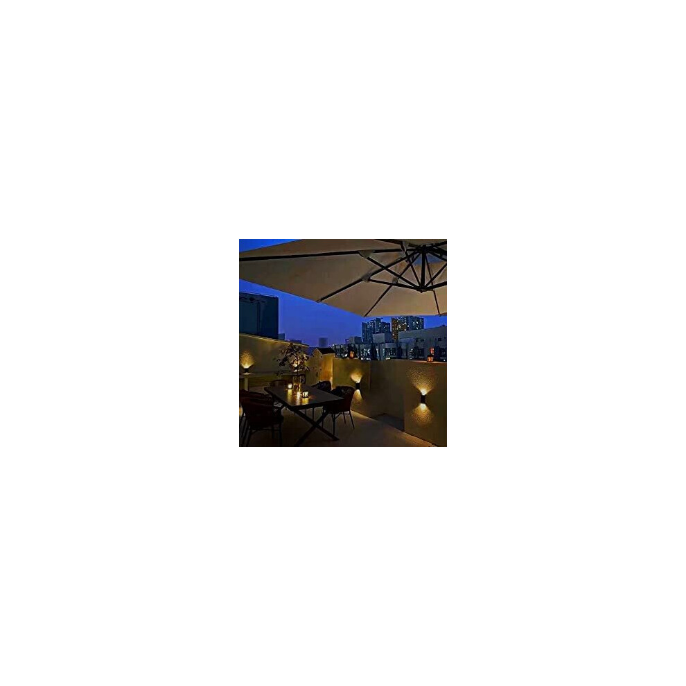 (4PC White) Garden Solar 6LED Up and Down Wall Lights Outdoor