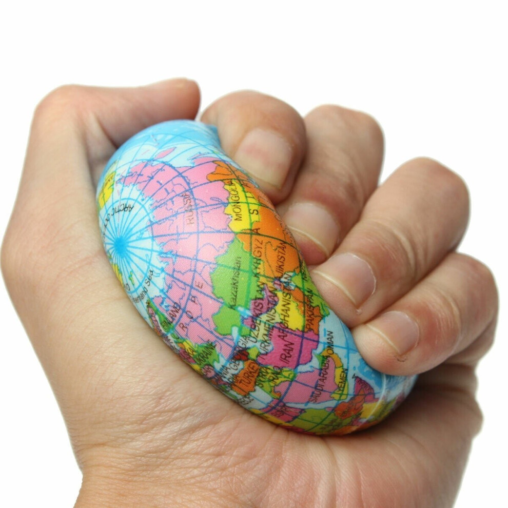 Earth Globe Planet World Map Foam Stress Relief Bouncy Press Ball Geography Toy