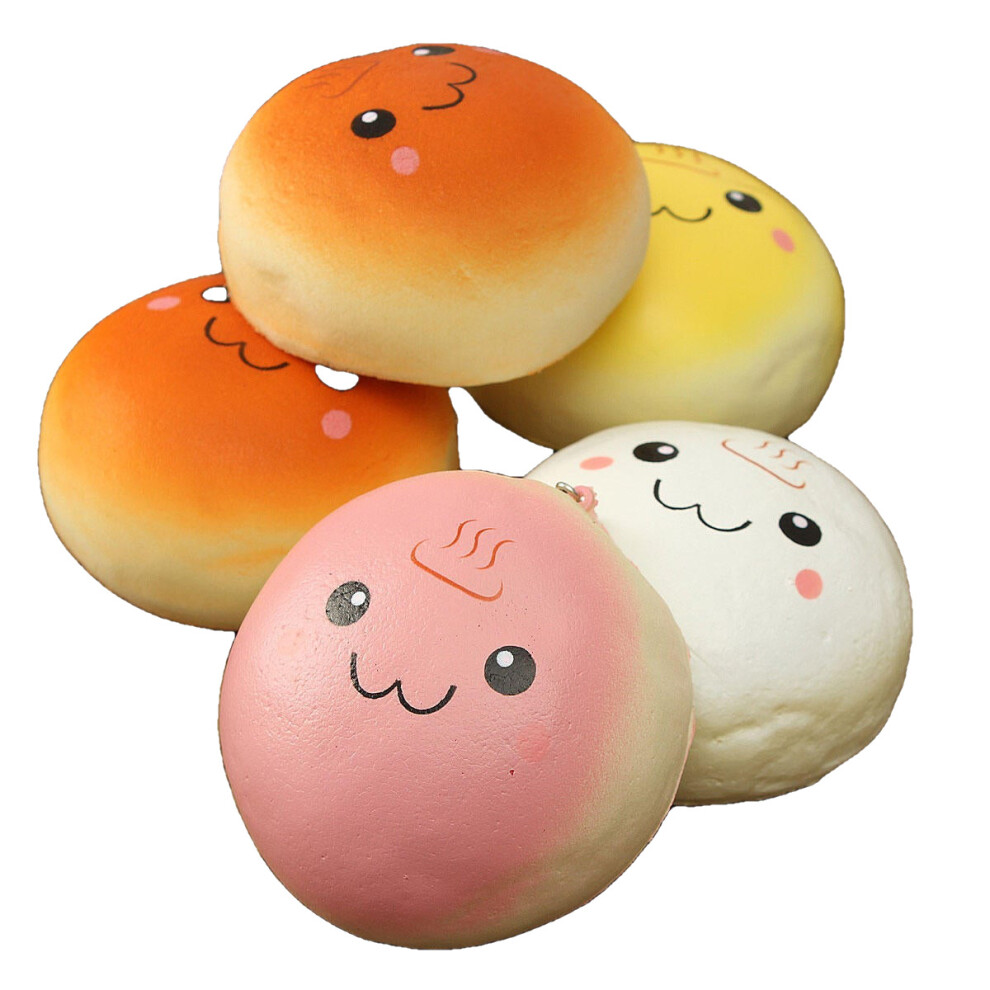 10CM Cute Smiling Expression Kawaii Squishy Bread Keychain Bag Phone Charm Strap