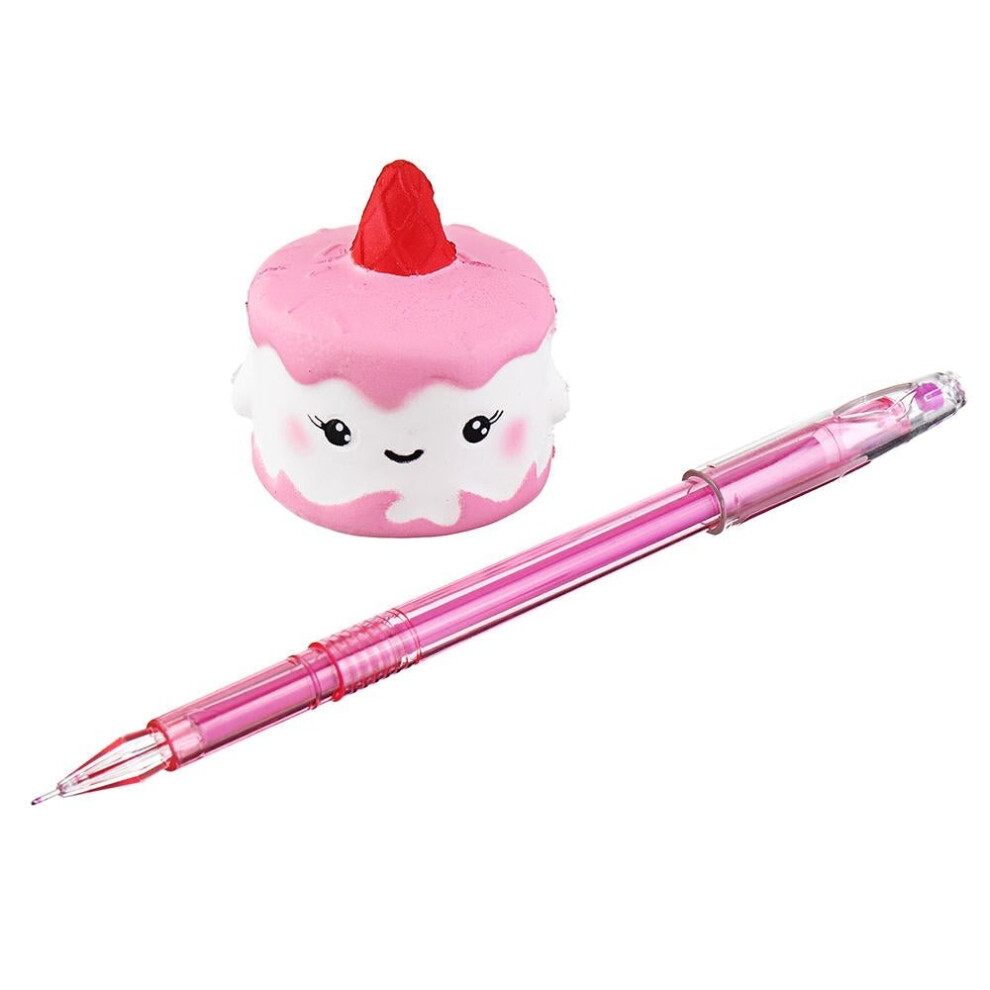 () Squishy Pen Cap Panda Dinosaur Unicorn Cake Animal Slow Rising Jumbo With Pen Stress Relief Toys Student School Supplies Office Gift