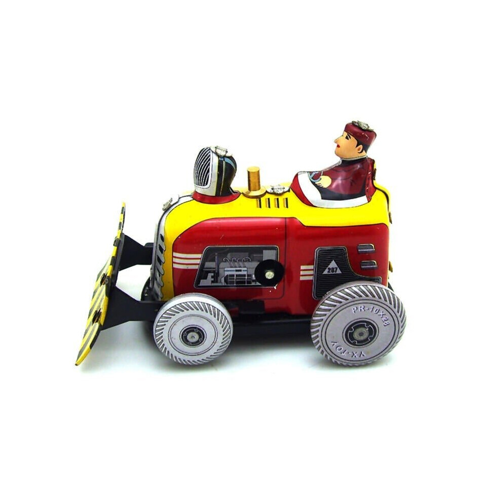 Classic Vintage Clockwork Bulldozer Nostalgic Wind Up Children Kids Tin Toys With Key