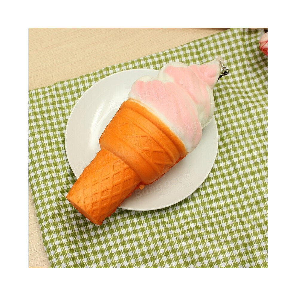 () Squishy Jumbo Ice Cream Cone 17cm Slow Rising Soft Collection Decor Gift Phone Bag Strap