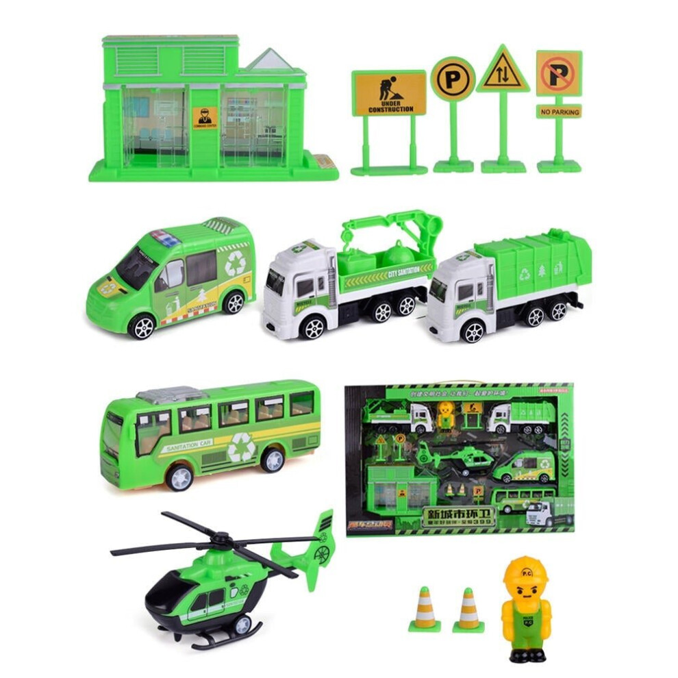 () Multiple Styles Engineering Military Aviation Sanitation Fire Truck Car Diecast Model Toy Set for Kid Gift