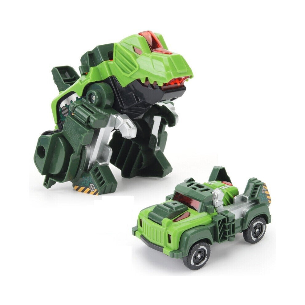 () Electric Transformed Dinosaur Chariot Car Diecast Model Toy with LED Lights for Kids Gift