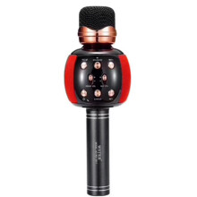 (Red) bluetooth Microphone Speaker  FM Radio TF Card HD Soundbar Mic 1200mAh Protable Wireless Karaoke Singing Player