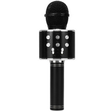 (Black) Wirelss bluetooth Microphone DSP Noise Reduction Karaoke Mic Recorder HIFI Stereo Speaker Portable Handheld Singing Player for KTV Party