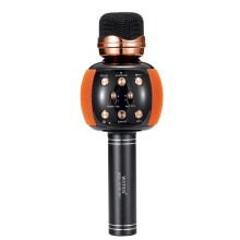 (Orange) bluetooth Microphone Speaker  FM Radio TF Card HD Soundbar Mic 1200mAh Protable Wireless Karaoke Singing Player