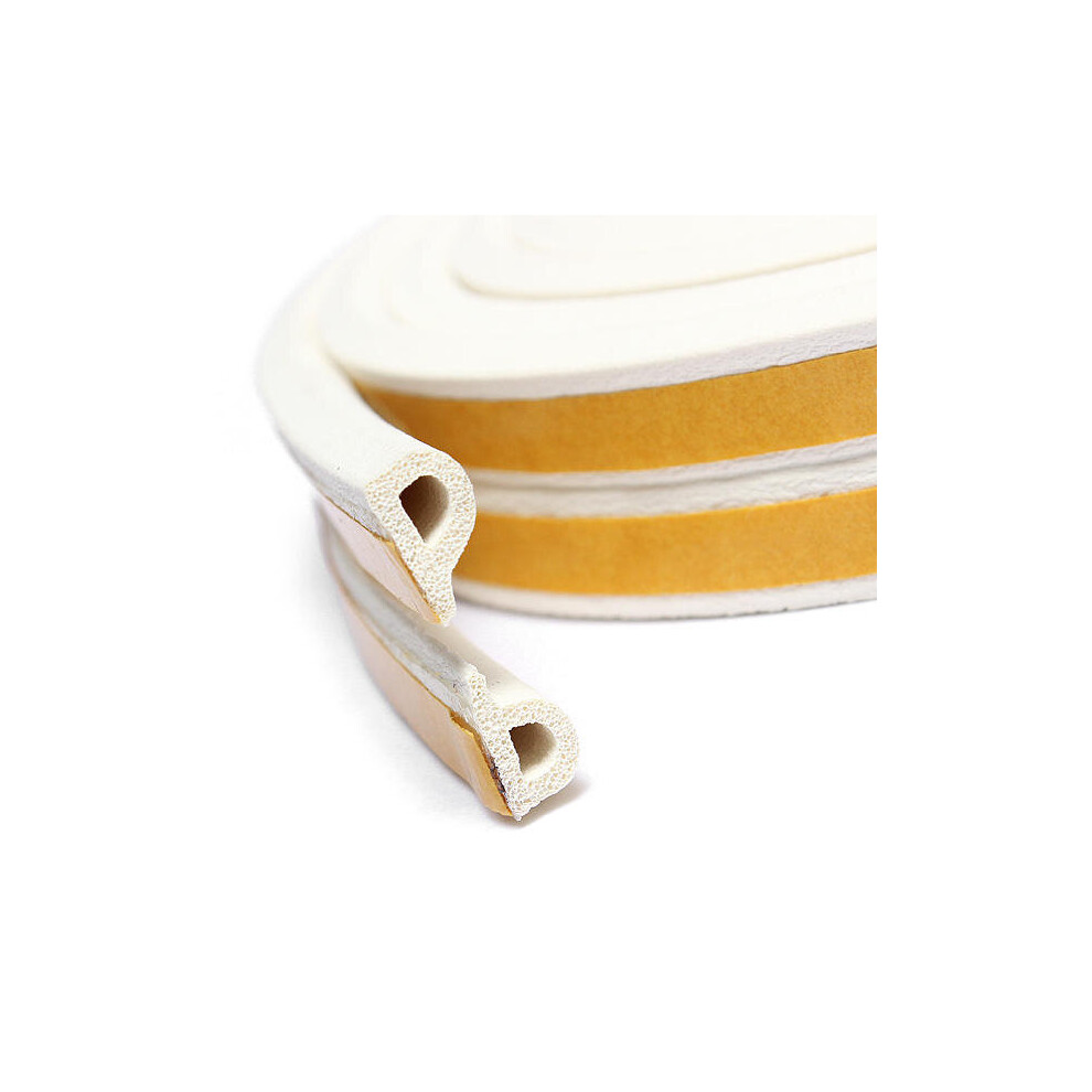 (White) Weather Draught Self Adhesive P Type Foam Seal Strip Rubber 5M