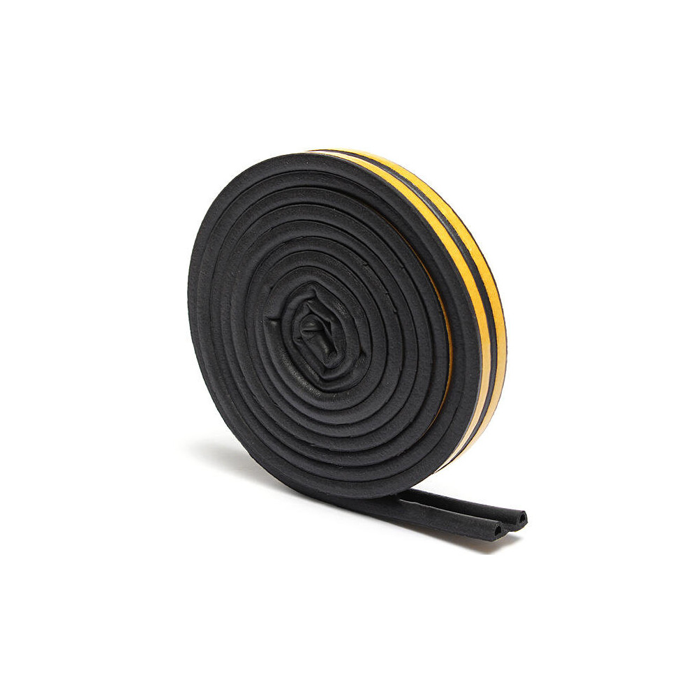 (Black) Weather Draught Self Adhesive P Type Foam Seal Strip Rubber 5M