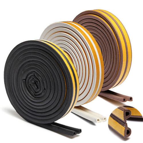 (White) Weather Draught Self Adhesive P Type Foam Seal Strip Rubber 5M 1