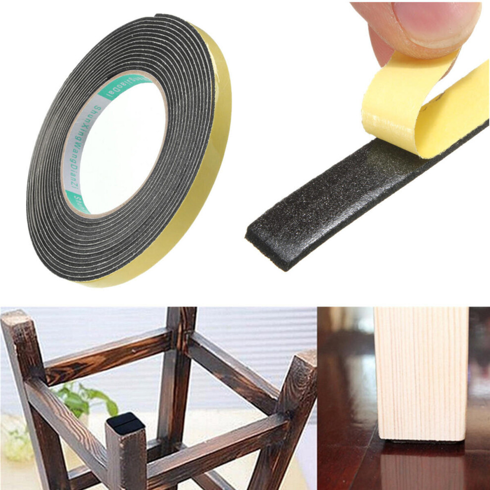 Safety Black Single Sided Adhesive Foam Cushion Tape Closed Cell 5m x 2mm x 10mm