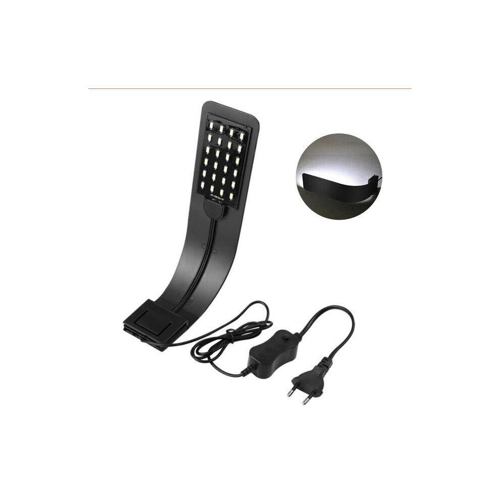(Black) 10W Ultra-thin Aquarium Light Compact Fish Tank Light Aquatic Plant Lights EU Plug