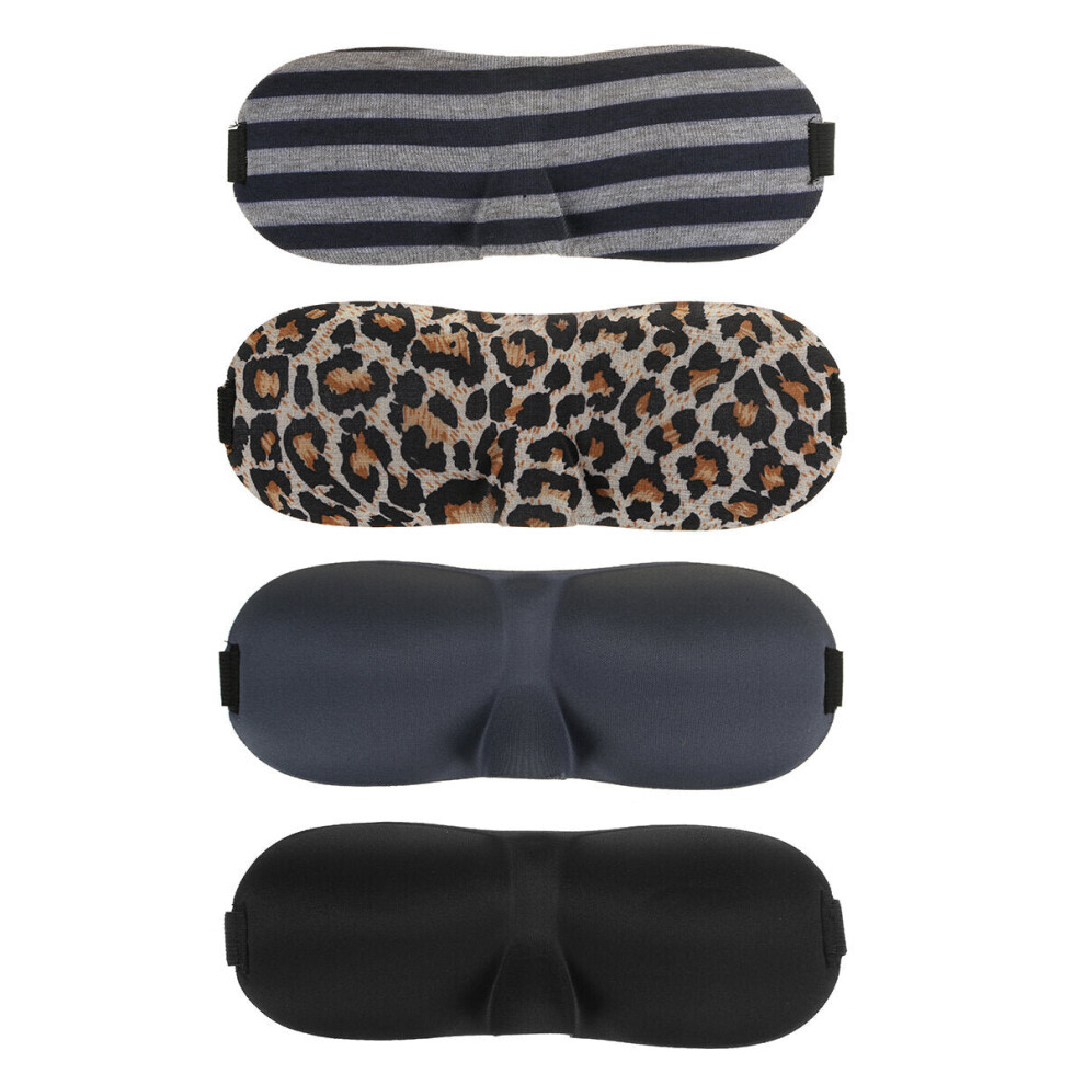 (Leopard) 3D Cotton Sleeping Eye Mask Travel Nap Cover Blindfold Adjustable