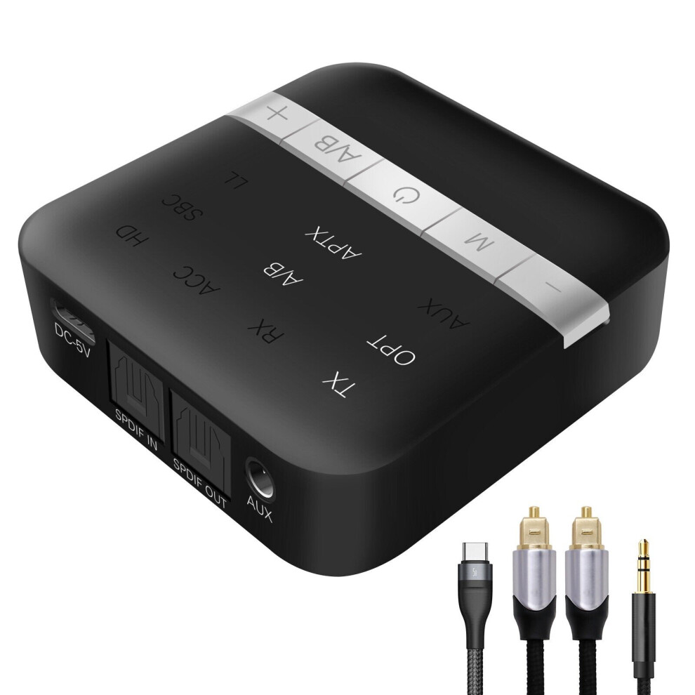 Optical Bluetooth V5.0 Audio Transmitter Receiver 3.5Mm Auxoptical Wireless Audio Adapter For Tv Pc Speaker Car Sound System Home Sound System 3654657692223