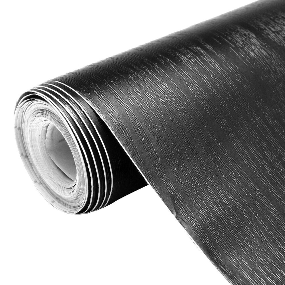 (5M) Black Wood Looking Textured Self Adhesive Decor Contact Paper Vinyl Shelf Liner Wall